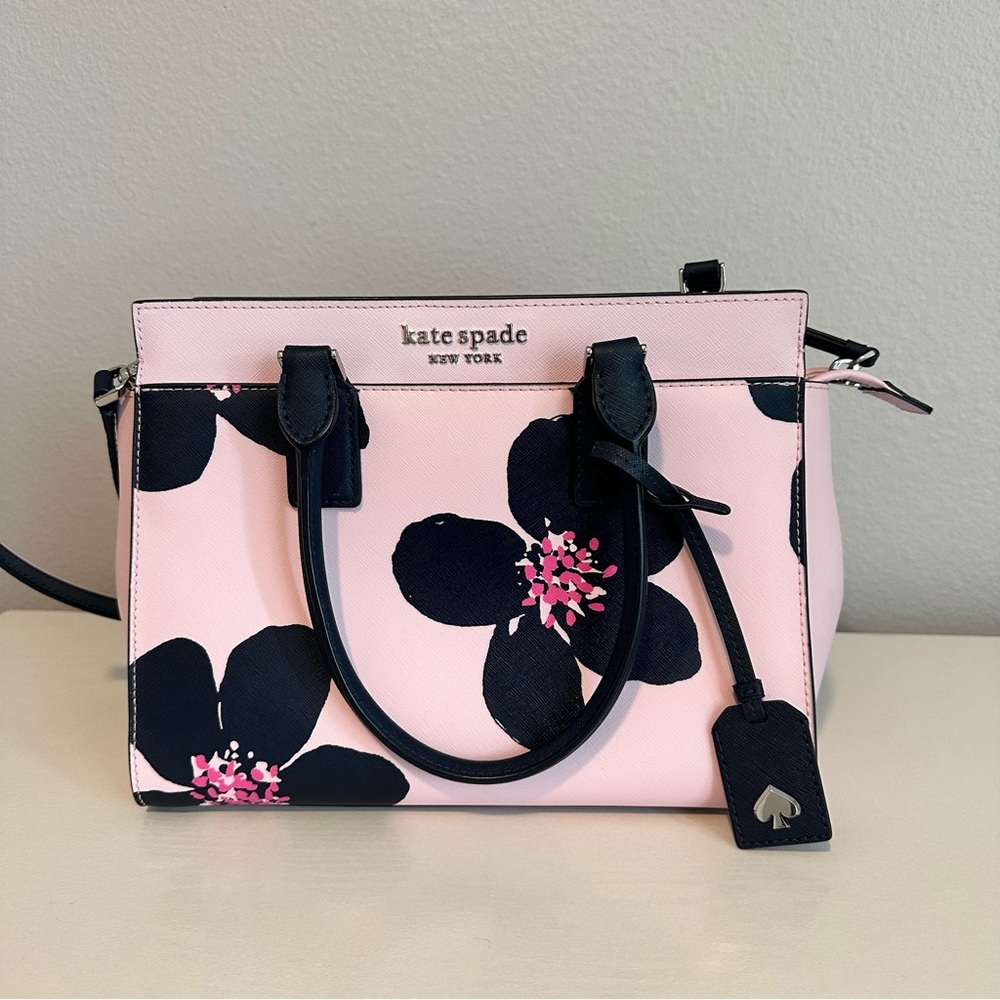 Kate Spade Pink and Black Floral Satchel